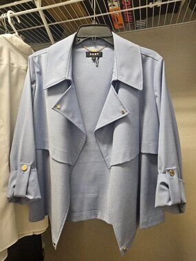 DKNY Moto Jacket - Chambray Blue - Size 12